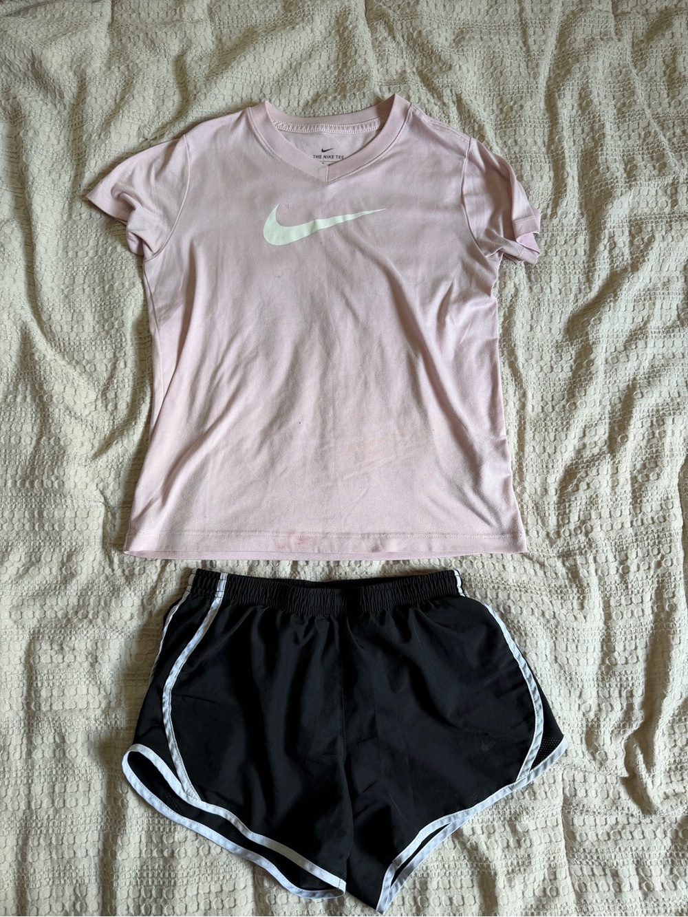Nike Pink Short-Sleeve Tee and Black Athletic Shorts Set